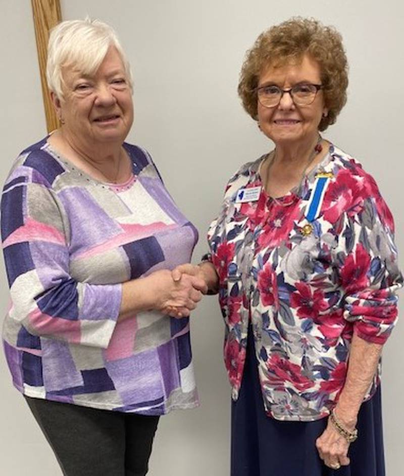 Regent of the Chief Senachwine Chapter of the National Society of Daughters of the American Revolution, Sharon Bittner, welcomed new member Barbara Dahlbach of Toluca.