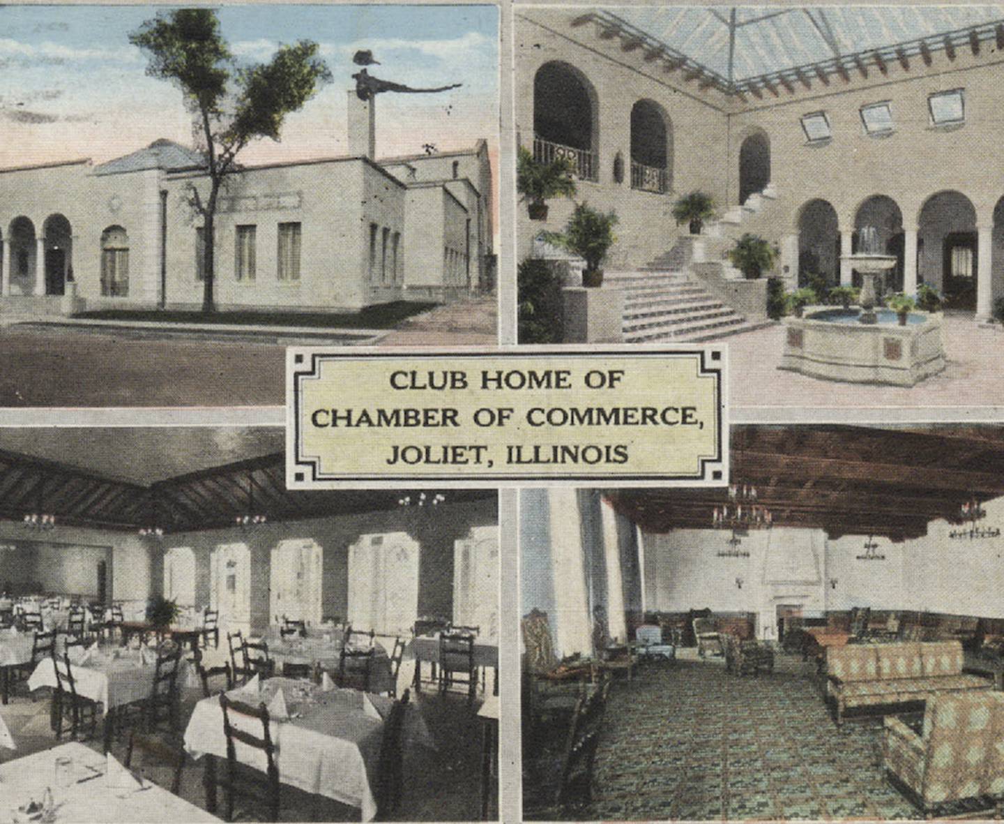 The Joliet chamber's former club facilities at what is now the Renaissance Center were pretty enough to be in this postcard depicting the downtown building.