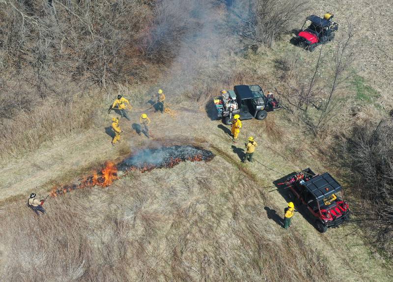 The Illinois Department of Natural Resources conducted a controlled burn on Monday, March 30, 2026 across from Deer Park Golf Club near Oglesby. Approximately 300 acres of prairie were burned during the planned burnoff. The burning of the prairie helps maintain a healthy grassland and prevents invasive plants.