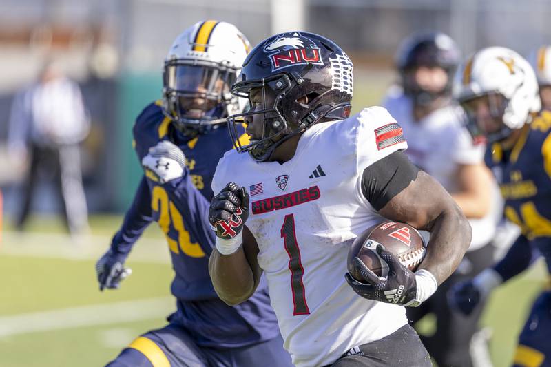 NIU running back Antario Brown looks to gain yards on Saturday, November 25 at Kent State.