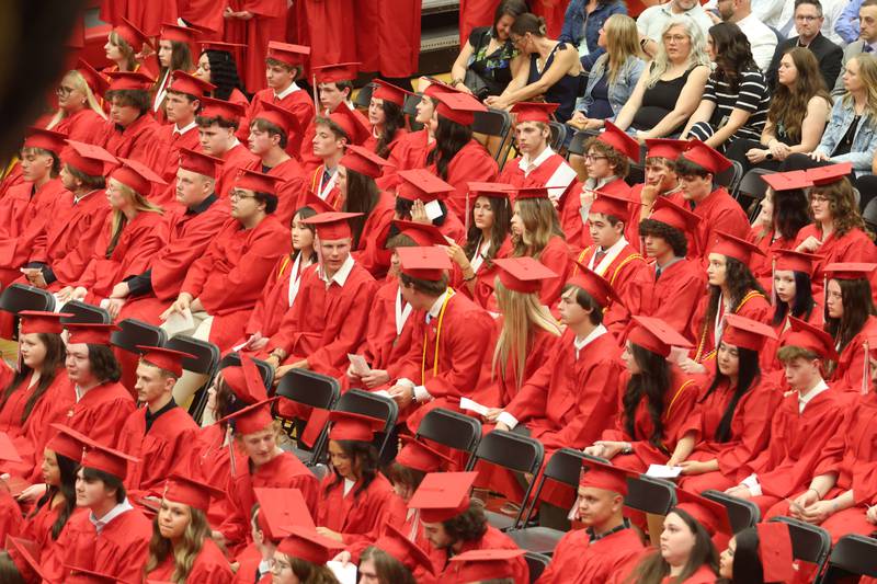 Ottawa High School Class of 2026 graduates gather during the commencement ceremony in Kingman Gymnasium on Friday, May 22, 2026 at Ottawa High School