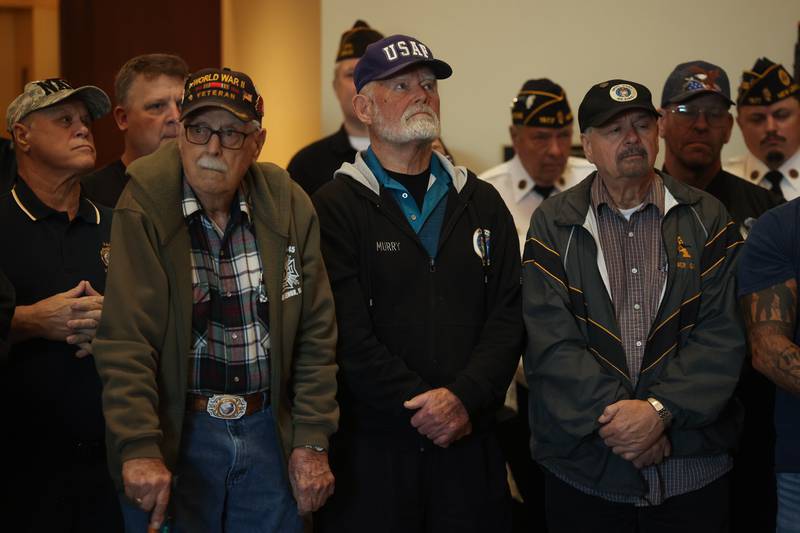 Veterans are honors at the Veterans Day event at the New Lenox Village Hall on Monday, Nov. 11, 2024.