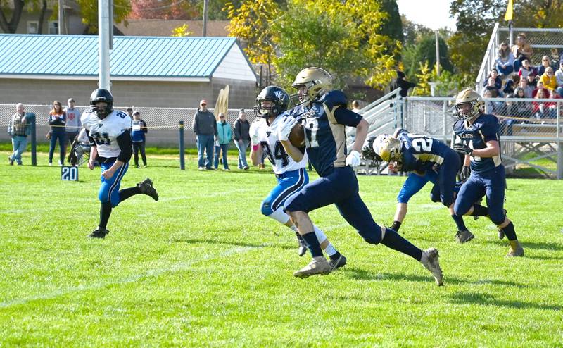 Polo's Brock Soltow breaks free for a 48 yard touchdown to give the Marcos a 24-8 lead over West Prairie. This was the first play after the Marcos recovered a fumble at midfield in the first quarter.