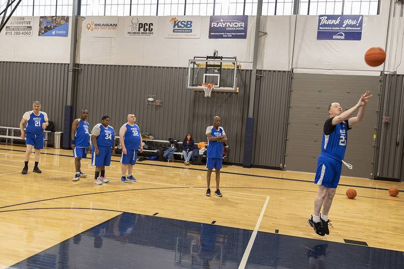 Players line up for shooting practice Wednesday, Dec. 18, 2024. The team is dedicated to practicing every Wednesday at The Facility in Dixon.