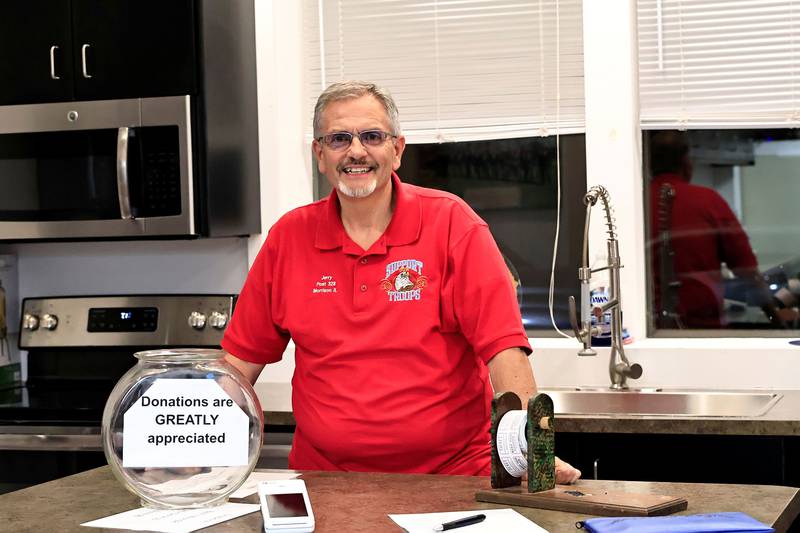 Morrison American Legion post 328 Finance Officer and Sgt-at-Arms Jerry Brearton  standing in what once was a meat locker, now is the newly renovated kitchen.
