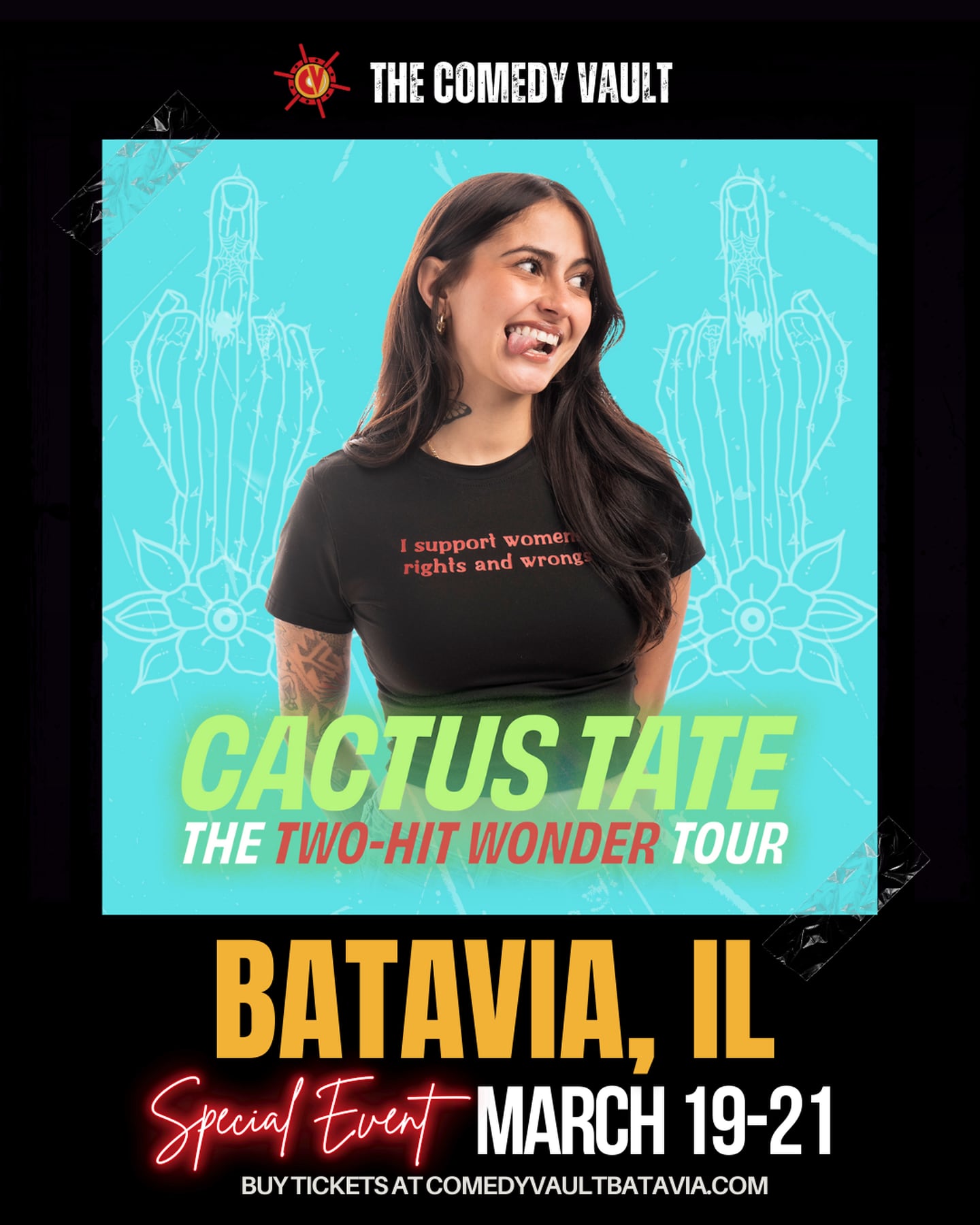 Viral sensation Cactus Tate brings her raw, fearless comedy to The Comedy Vault stage March 19-21.