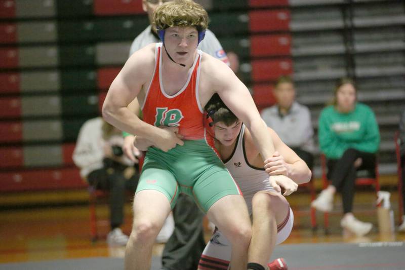 L-P's Caeden Small wrestles Ottawa's Wes Weatherford on Thursday, Jan. 9, 2025 in Sellett Gymnasium at L-P High School.