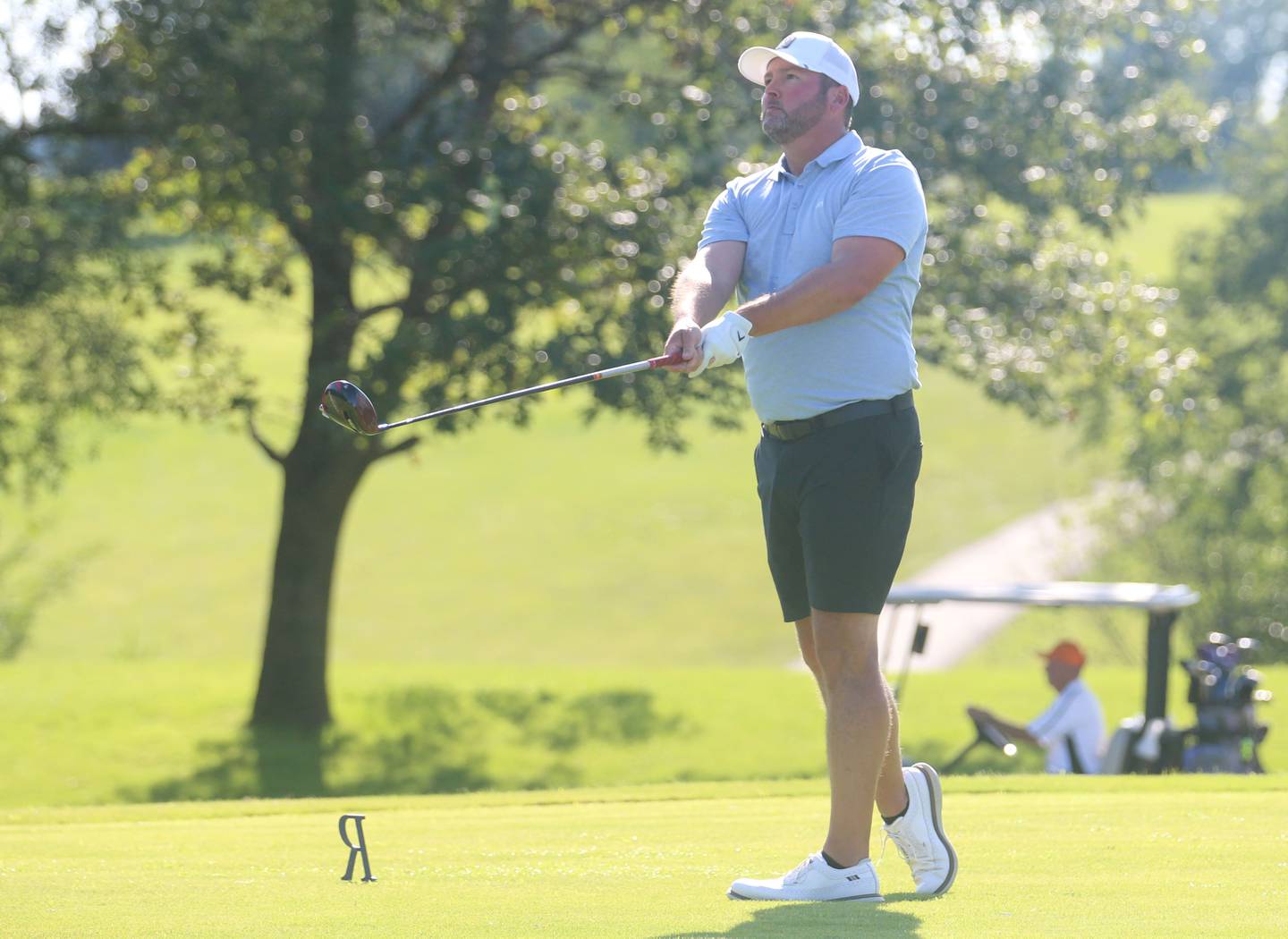 Doug Pinter tees off during the Illinois Valley Mens Golf Championship on Sunday, July 30, 2023 at Senica's Oak Ridge golf course in La Salle.