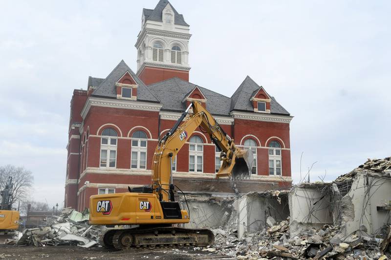 Demolition of the old Ogle County Jail in downtown Oregon started Monday morning. The former jail, located south of the historic Ogle County Courthouse, was constructed in the late 1960s and replaced by the Ogle County Correctional Center in 2020.