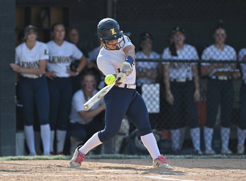 Lemont's Maya Hollendoner at bat during the Lemont Class 3A Sectional Final game against Ottawa on Friday, June. 02, 2023, at Lemont.