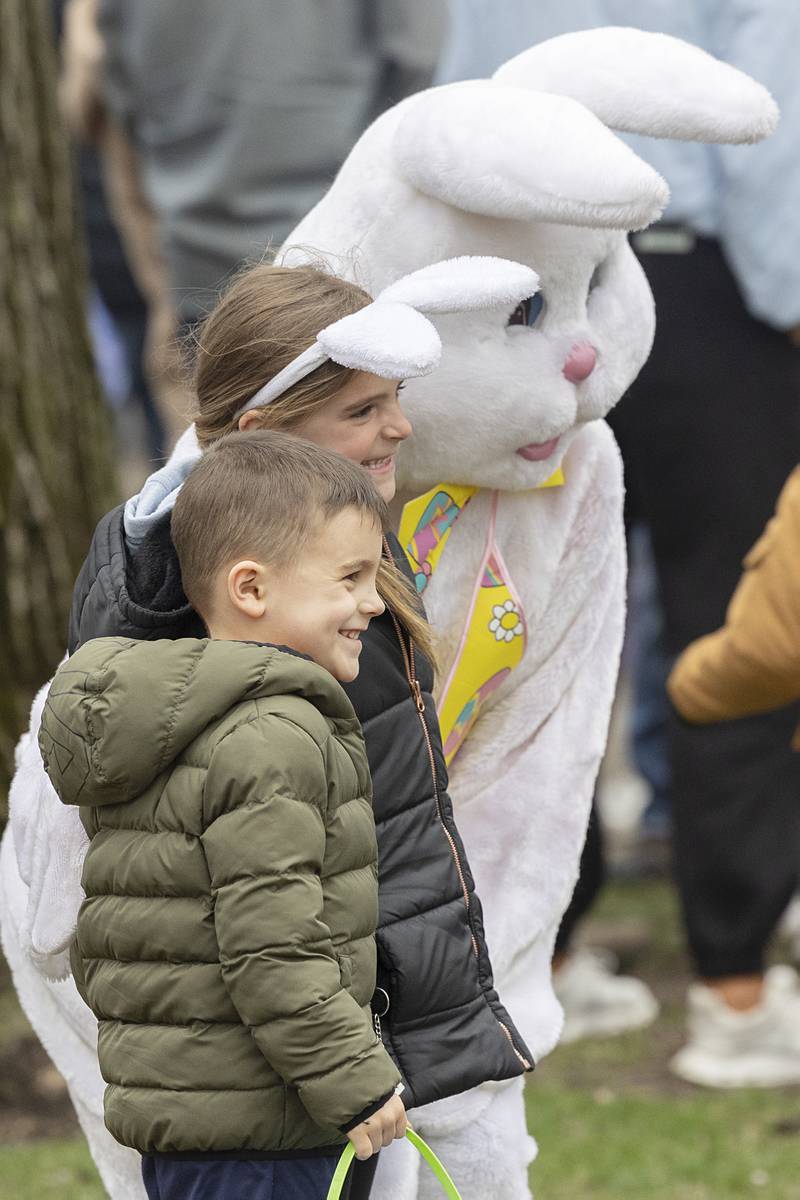 Kids pose with the Easter Bunny Saturday, April 4, 2026, in Amboy.