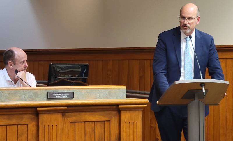 August Querciagrossa (right), CEO of OSF Healthcare's West Region, addresses the Ottawa City Council on Tuesday regarding changes to the local hospital's services.