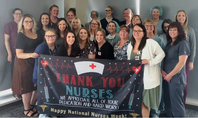 Pictured: Morrison Hospital nurses celebrating Hospital Week/Nurses week. Nurses week is an event by the hospital that takes place from Monday, May 9 to Friday, May 13. Nurses week that celebrates and recognizes the dedication and passion of its nursing staff for their various duties ranging from assisting with life-threatening crises in the emergency room to caring for the elderly in their last moments.