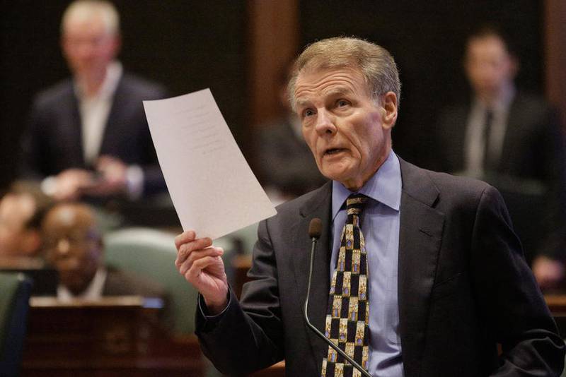Illinois Speaker of the House Michael Madigan, D-Chicago, speaks to lawmakers while on the House floor during session at the Illinois State Capitol Tuesday, Oct. 20, 2015, in Springfield, Ill. Democrats in the General Assembly continue attempts at flanking the Republican governor on the budget impasse, advancing legislation that would distribute money that's already been collected to local governments, lottery winners and more.