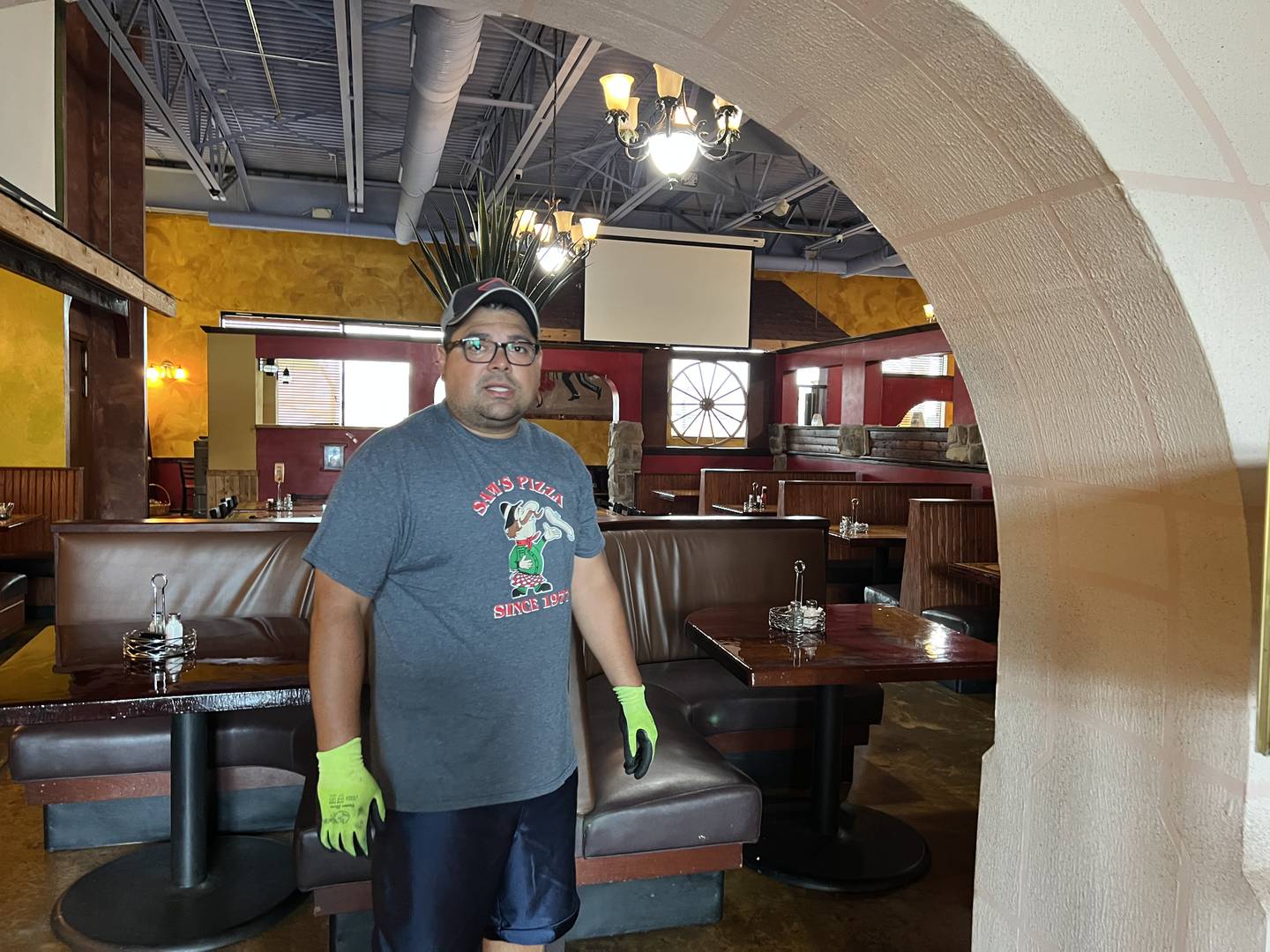 Derick Ibarra, of Eggslap Enterprises LLC, performed maintenance inside the space Los Panchos used to operate out of on July 5, 2023. His family, which owns the building through the enterprise, is hoping to begin showing the restaurant space to potential restaurateurs as soon as possible.