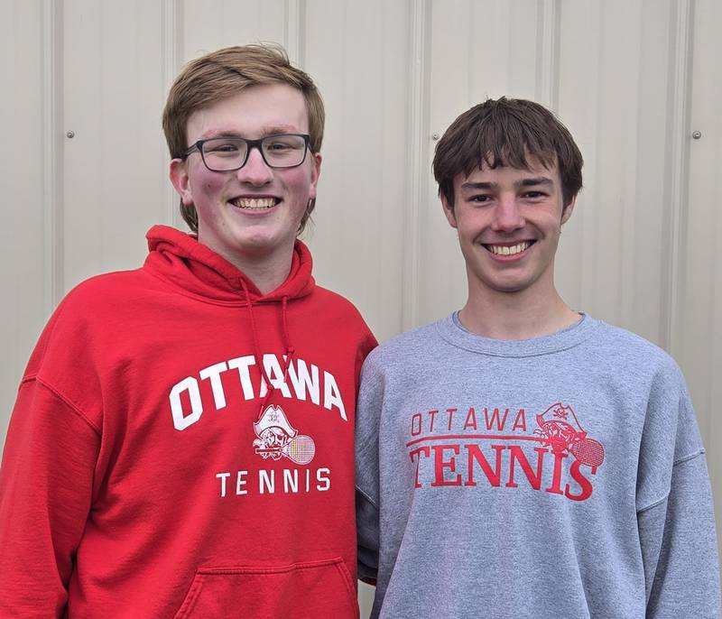 Ottawa's No. 3 boys doubles tennis team of senior Tucker Ditchfield (left) and junior Kaden Araujo.
