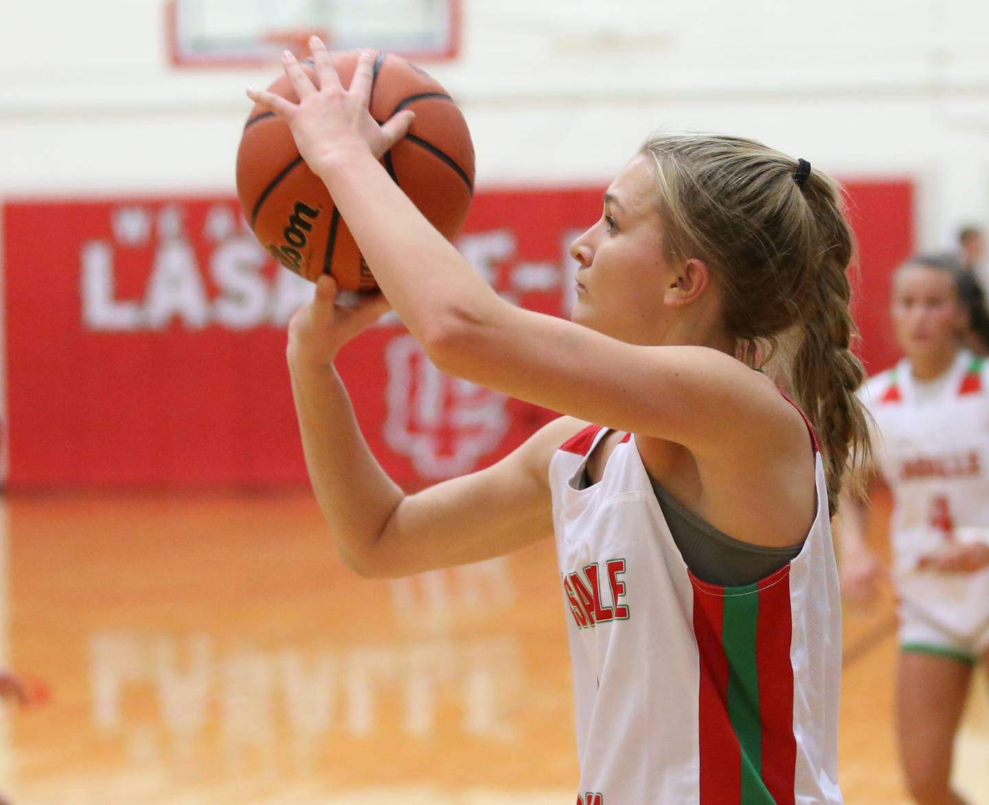 L-P's Kaylee Abens (3) shoots a wide-open jump shot against Plano on Friday Dec. 2, 2022 in Sellett Gymnasium at La Salle-Peru Township High School