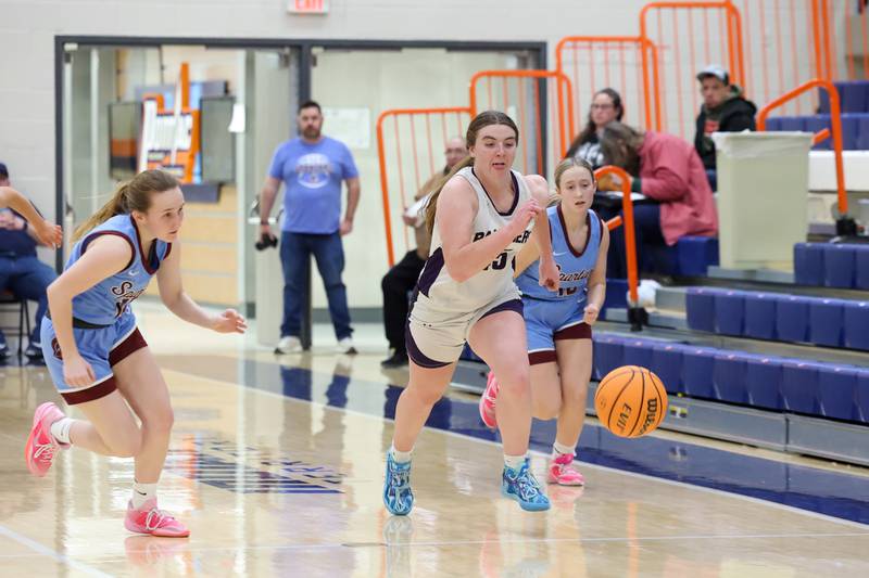 Manteno’s Emily Horath chases down a steal during the Panthers’ 44-23 victory over St. Joseph-Ogden in the IHSA Class 2A Pontiac Sectional semifinal on Tuesday, Feb. 24, 2026, at Pontiac Township High School.