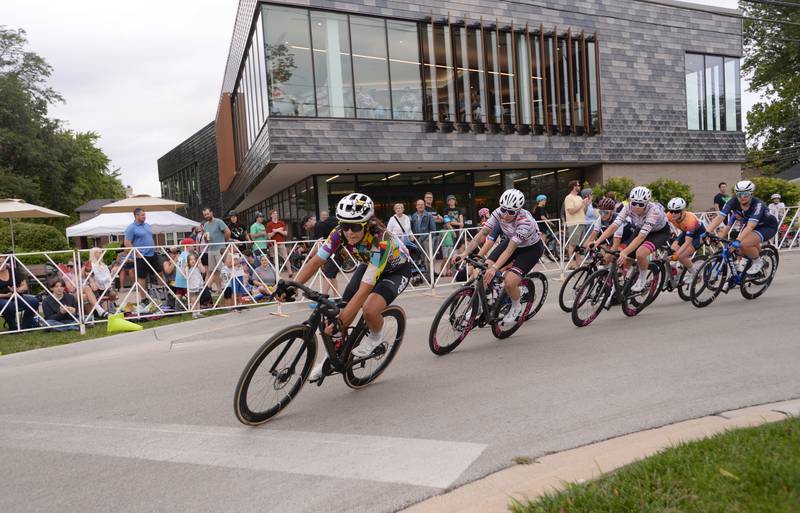 Pro women racers compete in the Cycle Brookfield Criterium on Wednesday, July 24, 2024.