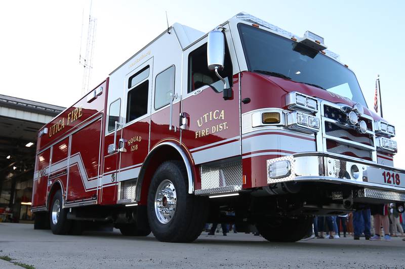 A view of the new Pierce Heavy Duty Rescue Truck in front of the Utica Fire Station on Thursday, Sept. 14, 2023. The $706,000.00 truck will replace a 28 year old rescue truck. The new vehicle will have equipment to handle water rescue, industrial accidents and grain bin emergencies. The department hopes to have it in operation on Columbus Day weekend.