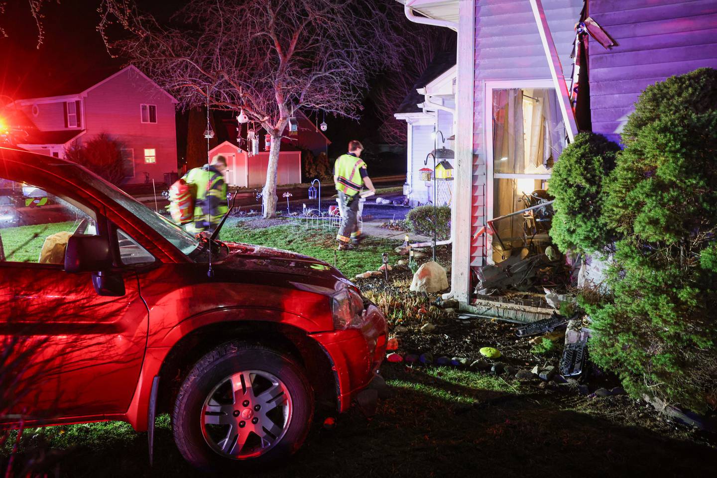 A car crashed into a home at the 2400 block of Applewood Lane in Woodstock on March 26, 2026.