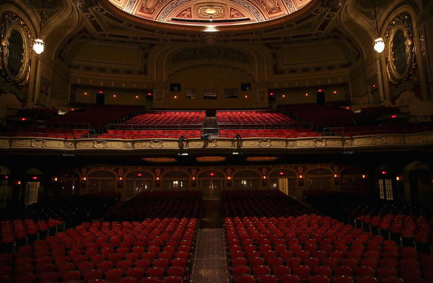 The Rialto Square Theatre's main auditorium sits empty Monday in downtown Joliet.