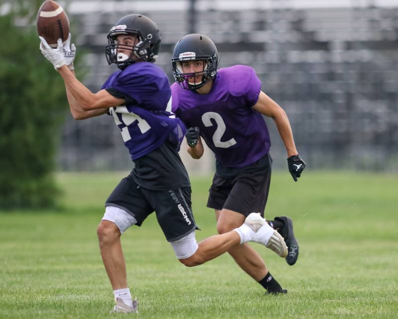 Plano runs offensive plays during football practice.  August 9, 2023.