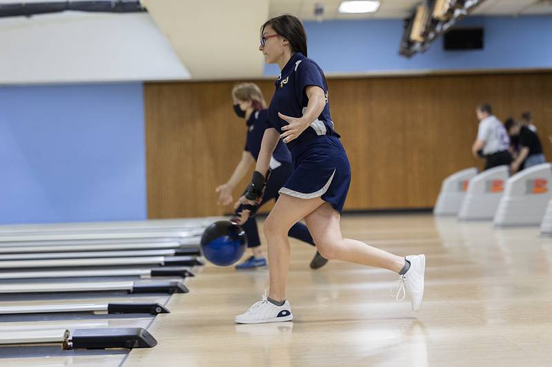 Sterling’s Katelyn Garcia lets loose her ball Thursday, Dec. 1, 2022 against Dixon.