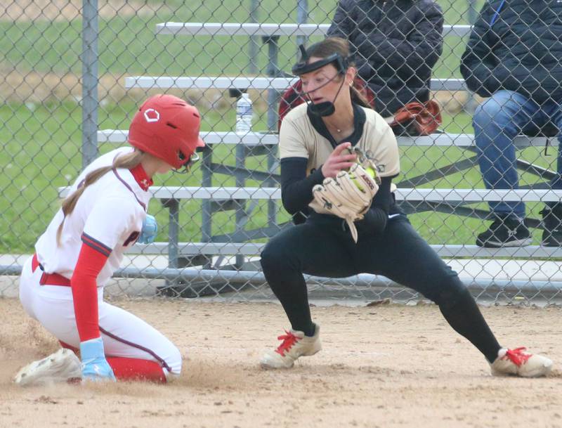 Ottawa's Piper Lewis swings and misses the ball against Sycamore on Tuesday, May 5, 2026 at Peck Park in Ottawa.