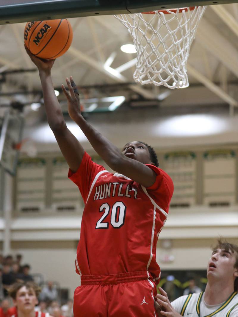 Huntley's Isaiah Onu shoots the ball during a Fox Valley Conference boys basketball game against Crystal Lake South on Friday, Jan. 30, 2026, at Crystal Lake South High School.