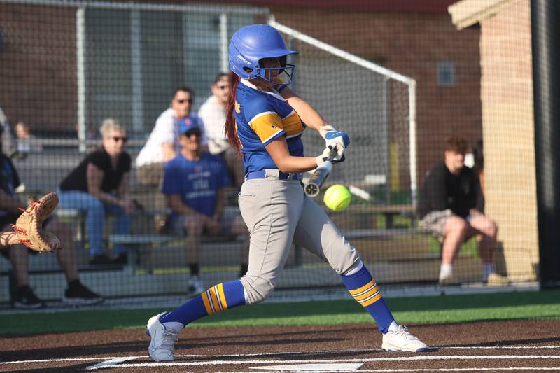 Joliet Central’s Neveya Ibara connects against Joliet West on Wednesday, April 22, 2026 in Joliet.
