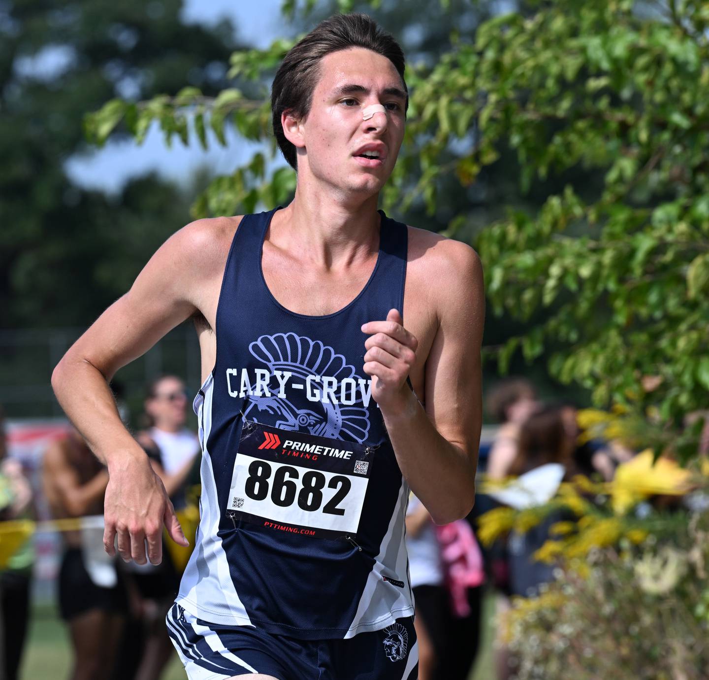 Jameson Tenopir of Cary-Grove, who finished first, runs during the Bill Dawson Invitational at Warren Township High School on Saturday, Sept. 20, 2025 in Gurnee.