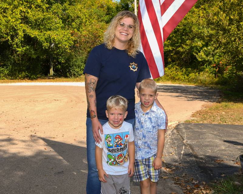 Brooke Christenson with her sons Malcom, 5, and Maverick, 3, on Friday Oct. 3, 2025, in St. Charles Township.
