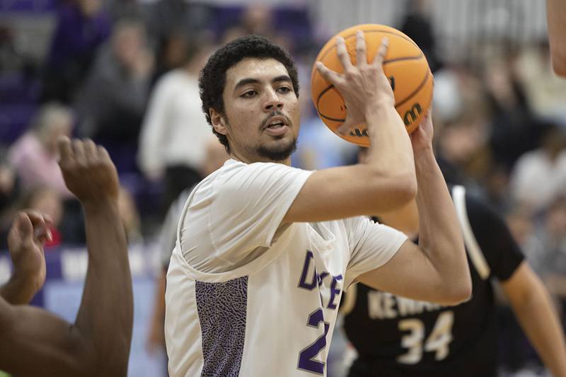 Dixon’s Zander Wilson looks to make a play against Kewanee Tuesday, Dec. 2, 2025.