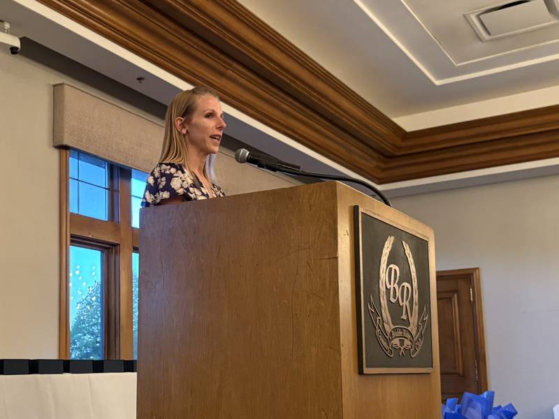 2025 McHenry County Educator of the Year winner Lyndra Tingley speaks at the McHenry County Educator of the Year ceremony in Lake in the Hills, Saturday, May 9, 2026.
