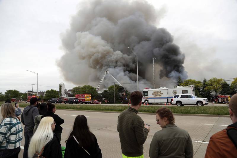 Area firefighters battle a blaze at Pheasant Run Resort Saturday May 21, 2022 in St. Charles.