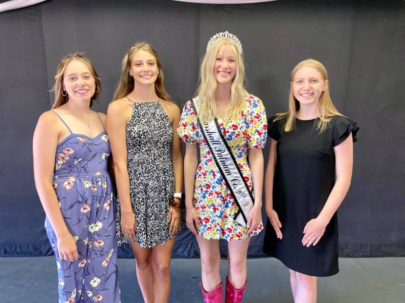 The Marshall-Putnam County Fair Pageant will be held at 4 p.m. on Sunday, July 10 at the Marshall-Putnam Fairgrounds in Henry. Left to Right: Dayton Maubach, Nadia Kessling, 2021 Miss Braden Schrock, Madison Stanbary.