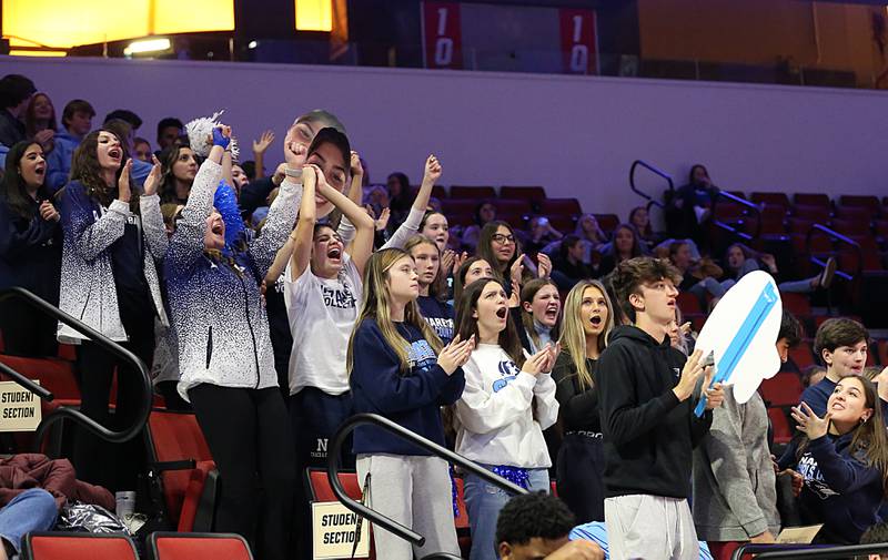 Nazareth Academy fans cheer on their team as they play Taylorville in the Class 3A semifinal game on Friday, Nov. 11, 2022 at Redbird Arena in Normal.