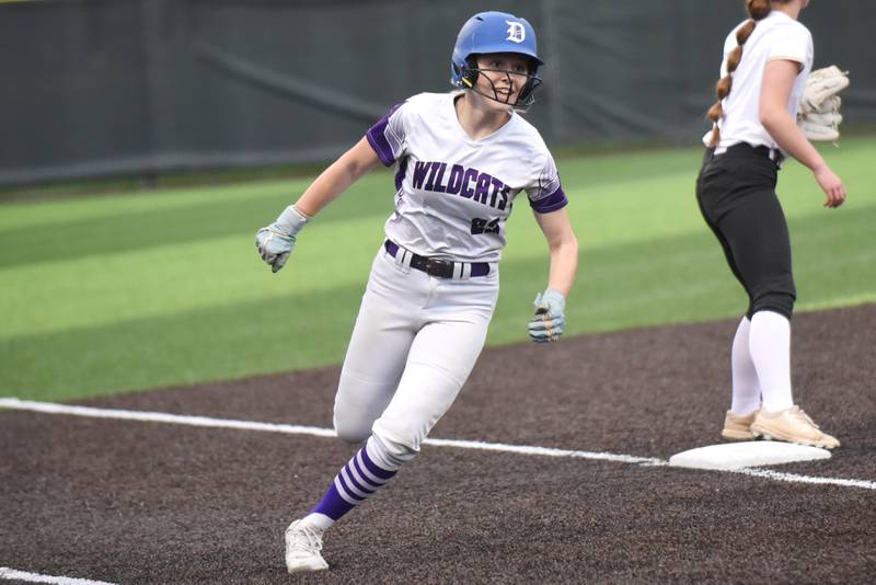 Wilmington's Emilie Strong heads home for a run during the Class 2A Seneca Regional semifinals against Bishop McNamara Tuesday, May 19, 2026.