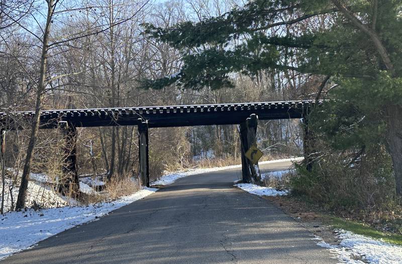 A view of the train bridge that crosses over 3575 East Street near Spring Creek on Monday, Nov. 27, 2023 near Spring Valley.
