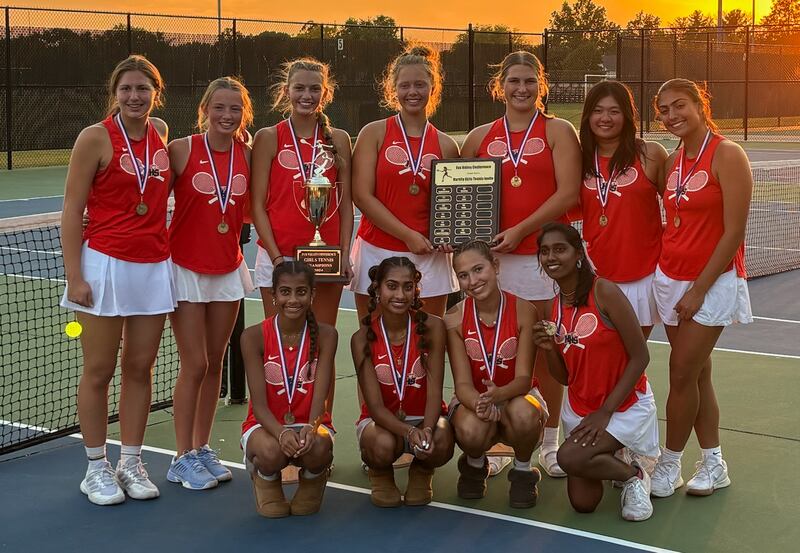 Huntley won its fifth straight Fox Valley Conference championship on Friday. Pictured are (back row, from left) Shea Nagle, Ella Doughty, Kate Burkey, Carlie Weishaar, Sara Willis, Trinity Nguyen and Giuli Farraj and (front row, from left) Gia Patel, Ari Patel, Julie Klockner and Vinuthna Depala.