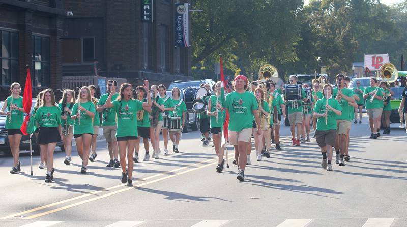 The L-P Marching Band performs during the L-P homecoming parade on Thuesday, Oct. 2, 2025 downtown Peru.