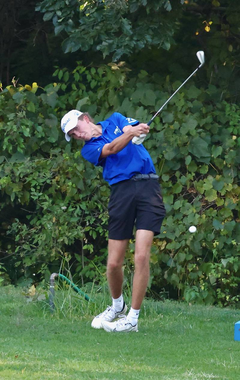 Princeton senior Jackson Mason follows through on a hit at Chapel Hill Golf Course on Thursday.
