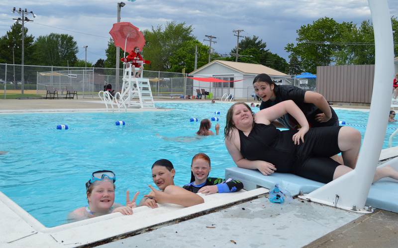 A group of friends pose for a photo at the Polo pool on May 28. Left to right are Zoe Menke, 13; Emma Dougherty, 14; Cassady Helfirch, 11; Piper Menke, 10; and Ryplee Custer, 13. The pool, located at Keator Park, opened on May 27 for the 2022 season.