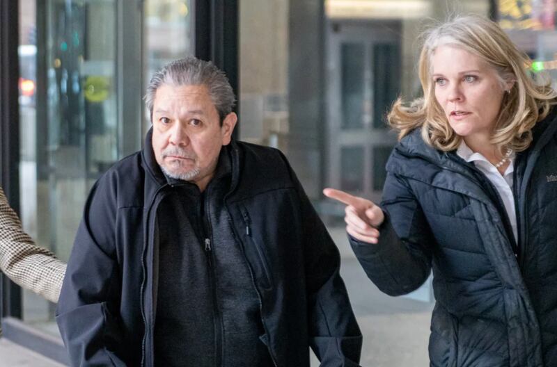 Former Democratic State Rep. Eddie Acevedo (left) exits the Dirksen Federal Courthouse