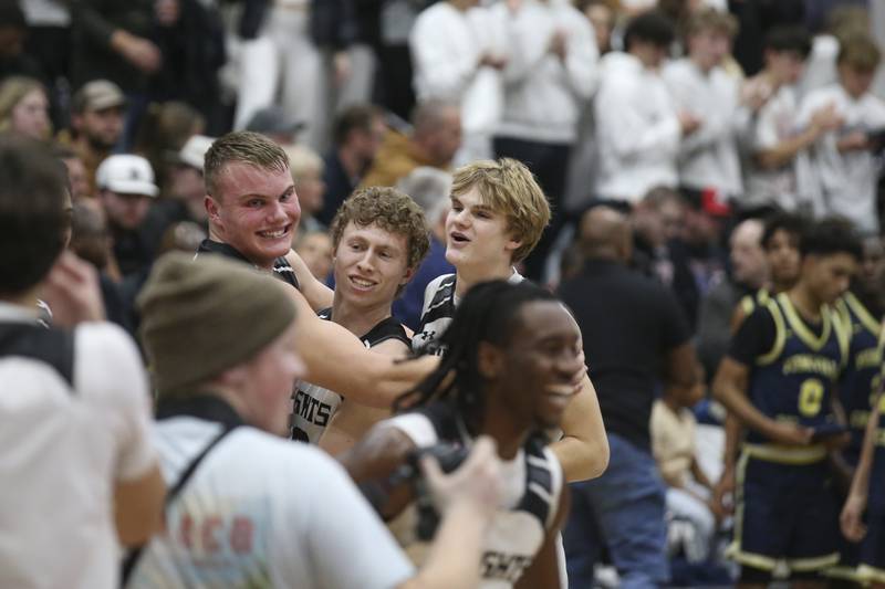 Kaneland celebrates their win over Yorkville Christian in their Plano Christmas Classic Championship basketball game, Tuesday, Dec 30, 2025 in Plano.