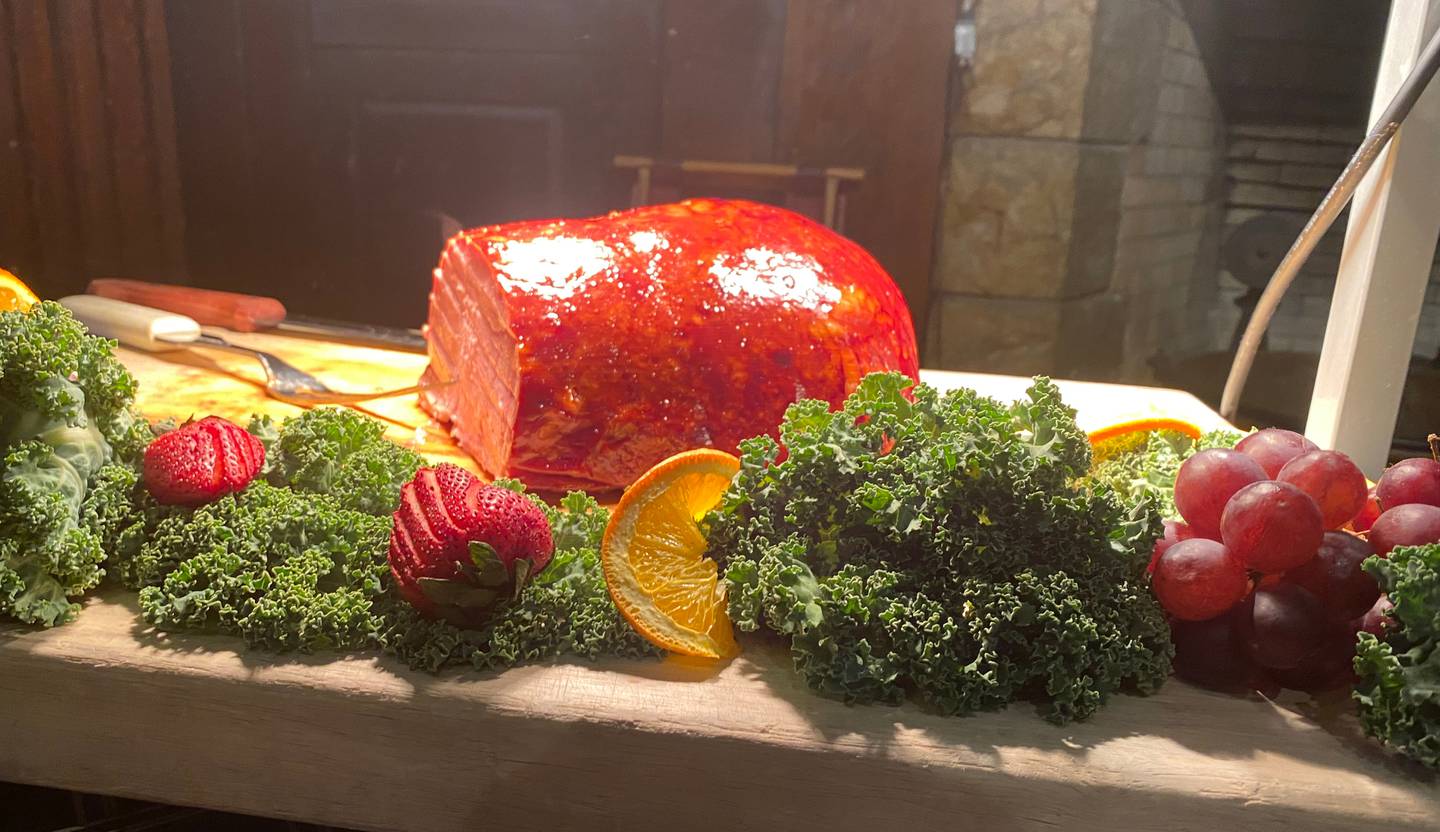 Mouth-watering ham is cut by request  during Starved Rock Lodge's Sunday buffet.