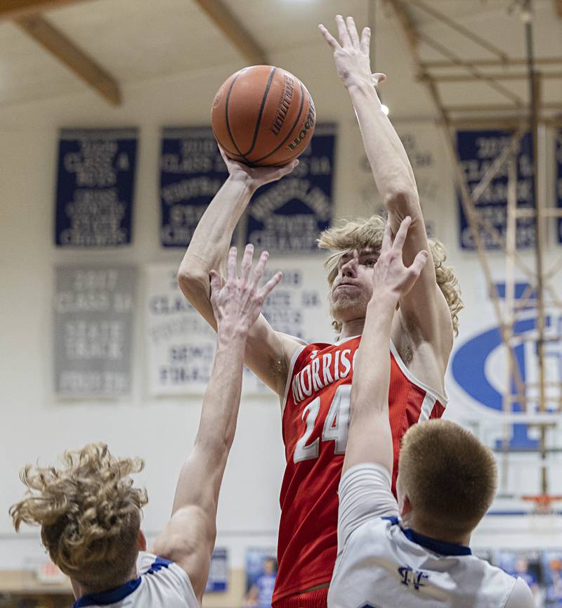Morrison’s Brenden Martin puts up a shot against Newman Wednesday, Jan. 3, 2024 at Newman High School.