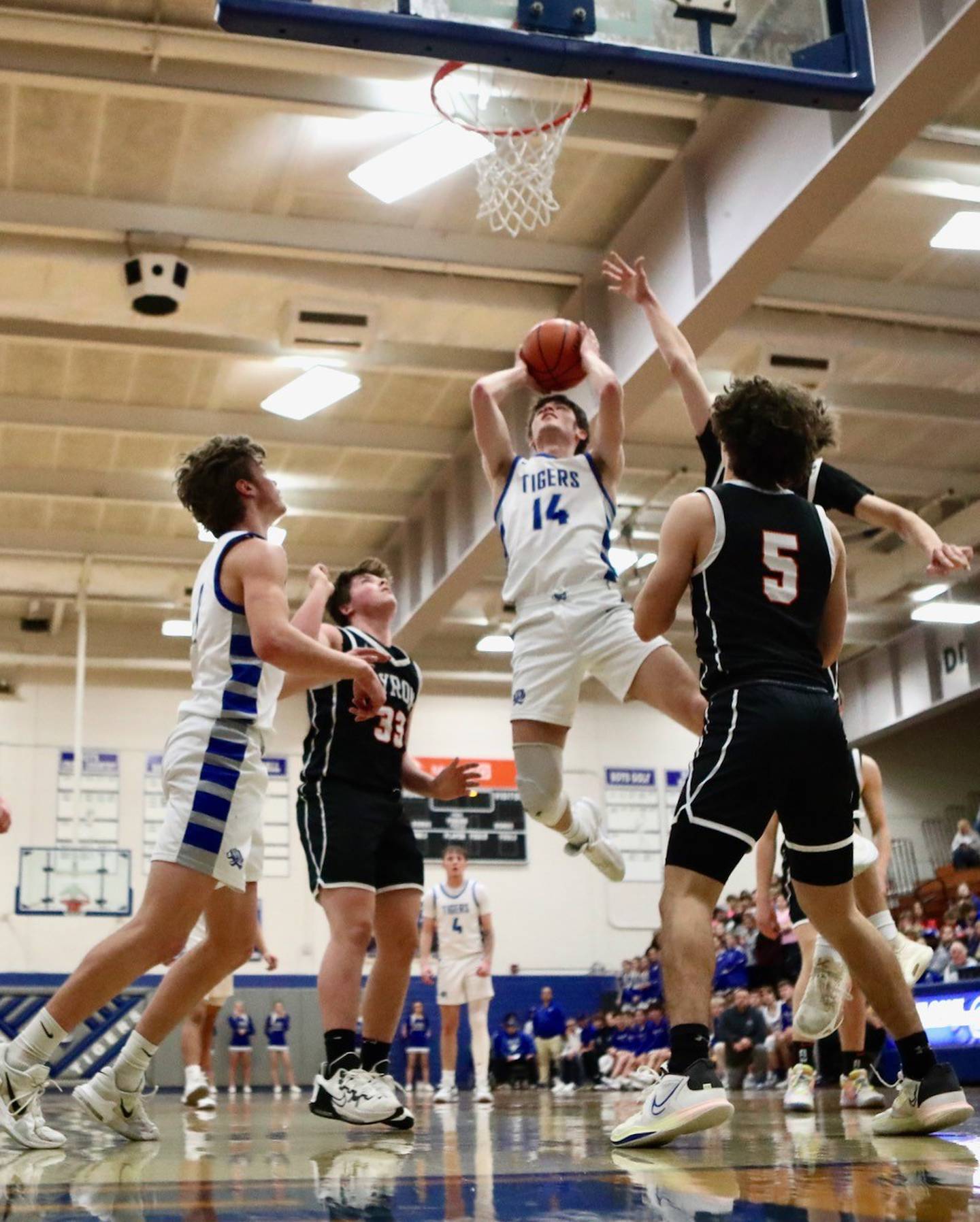 Princeton's Grady Thompson soars on a first-half drive Tuesday night at Prouty Gym.