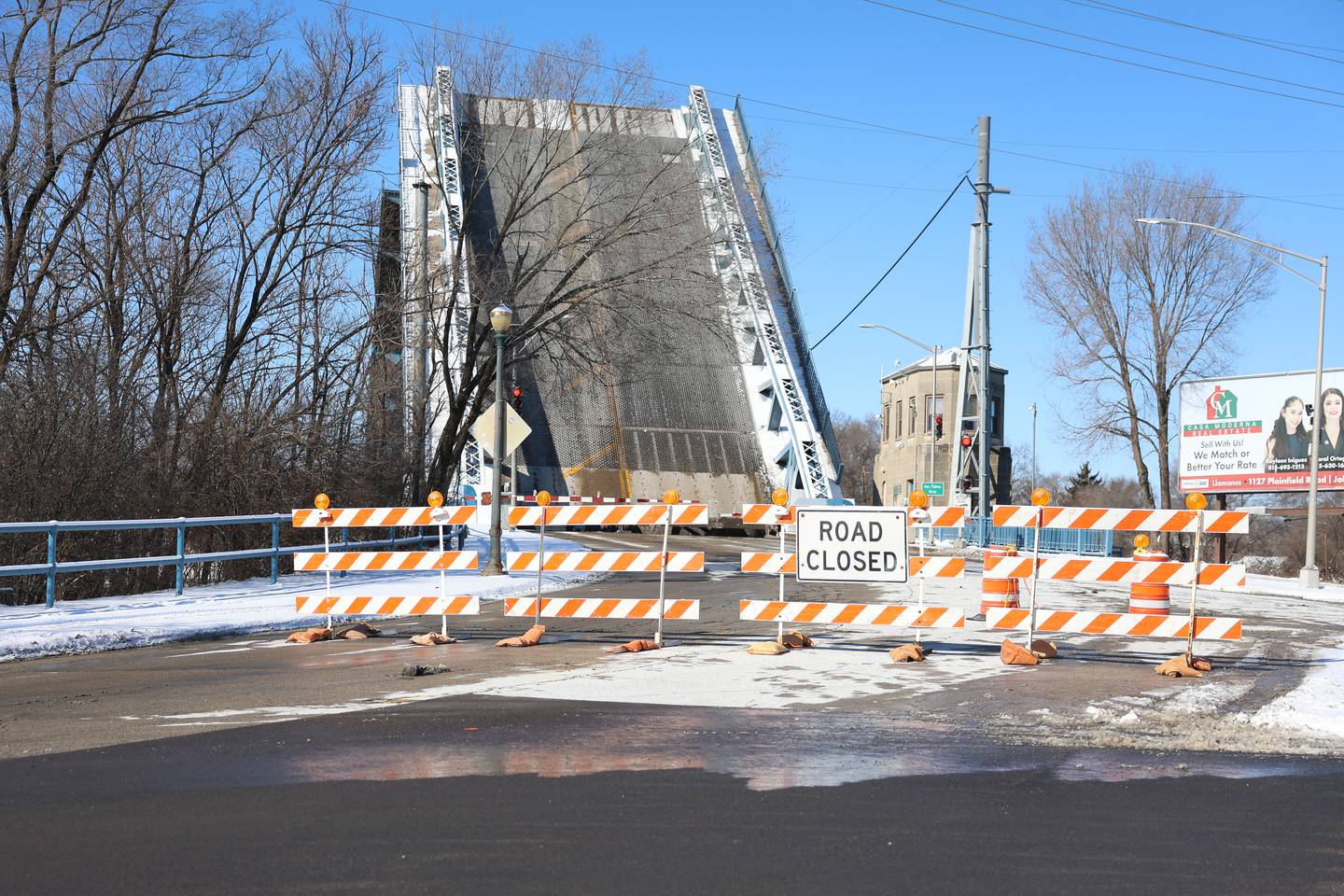 The Ruby Street Bridge is temporarily closed in downtown Joliet on Monday, Jan. 26, 2026.